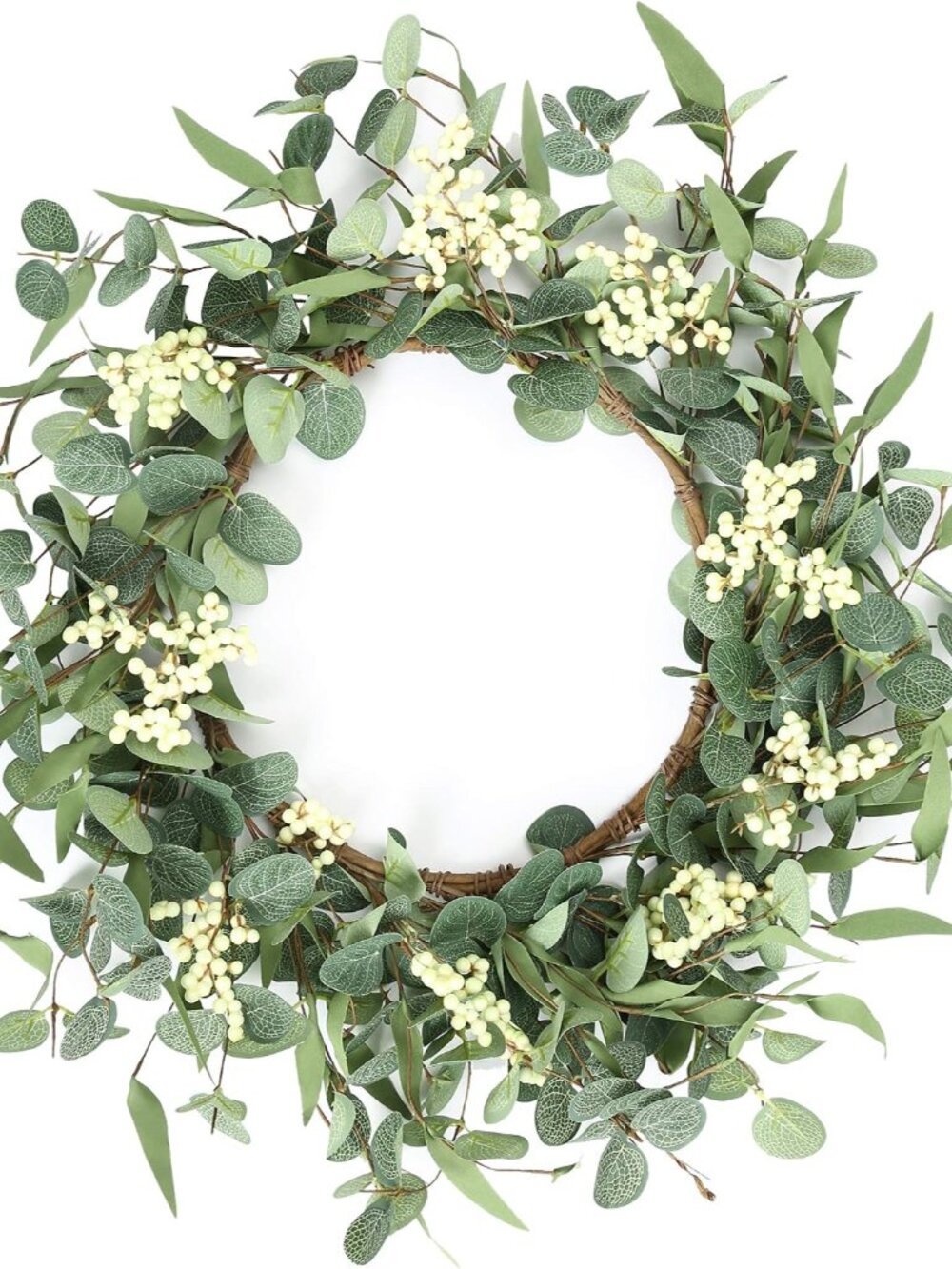20'' Eucalyptus Wreath for Front Door Porch Decor, Spring Summer